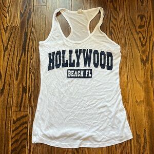 Hollywood Beach Florida white racer back tank top